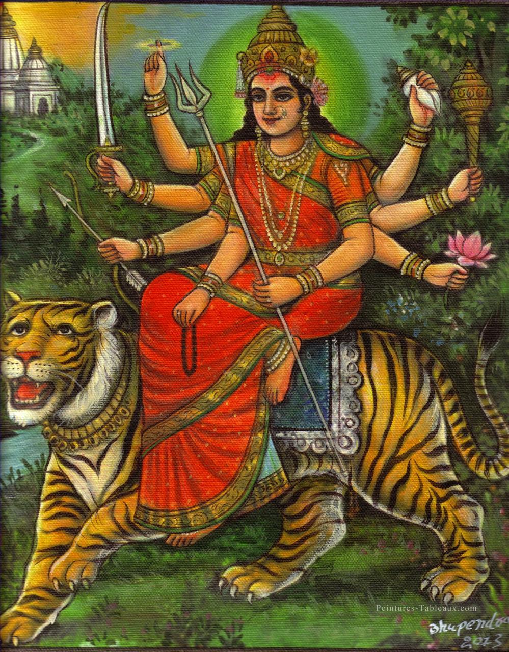 Durga Ma Devi Hindu Déesse Inde Peintures à l'huile